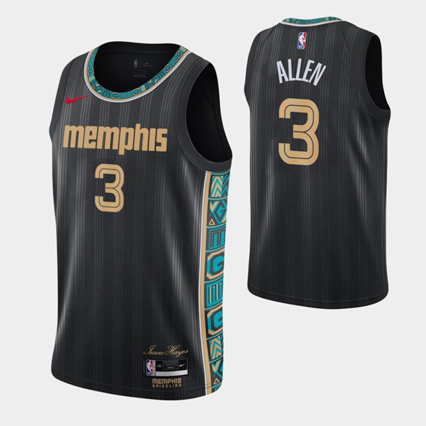 Men's Memphis Grizzlies #3 Grayson Allen Black NBA 2020-21 City Swingman Stitched Jersey